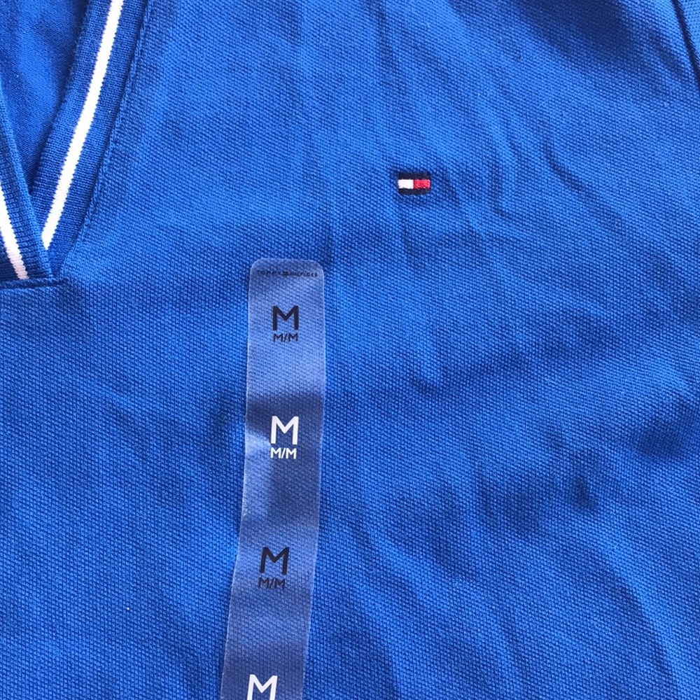 NWT Tommy Hilfiger royal blue polo shirt side strap size M - Picture 3 of 7